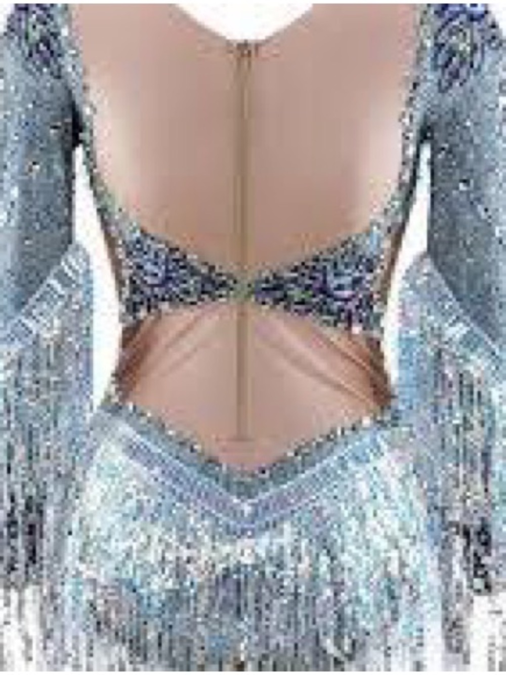 Fringed Sequin Festival Bodysuit in Silver US Sz 2/4 - Picture 3 of 10